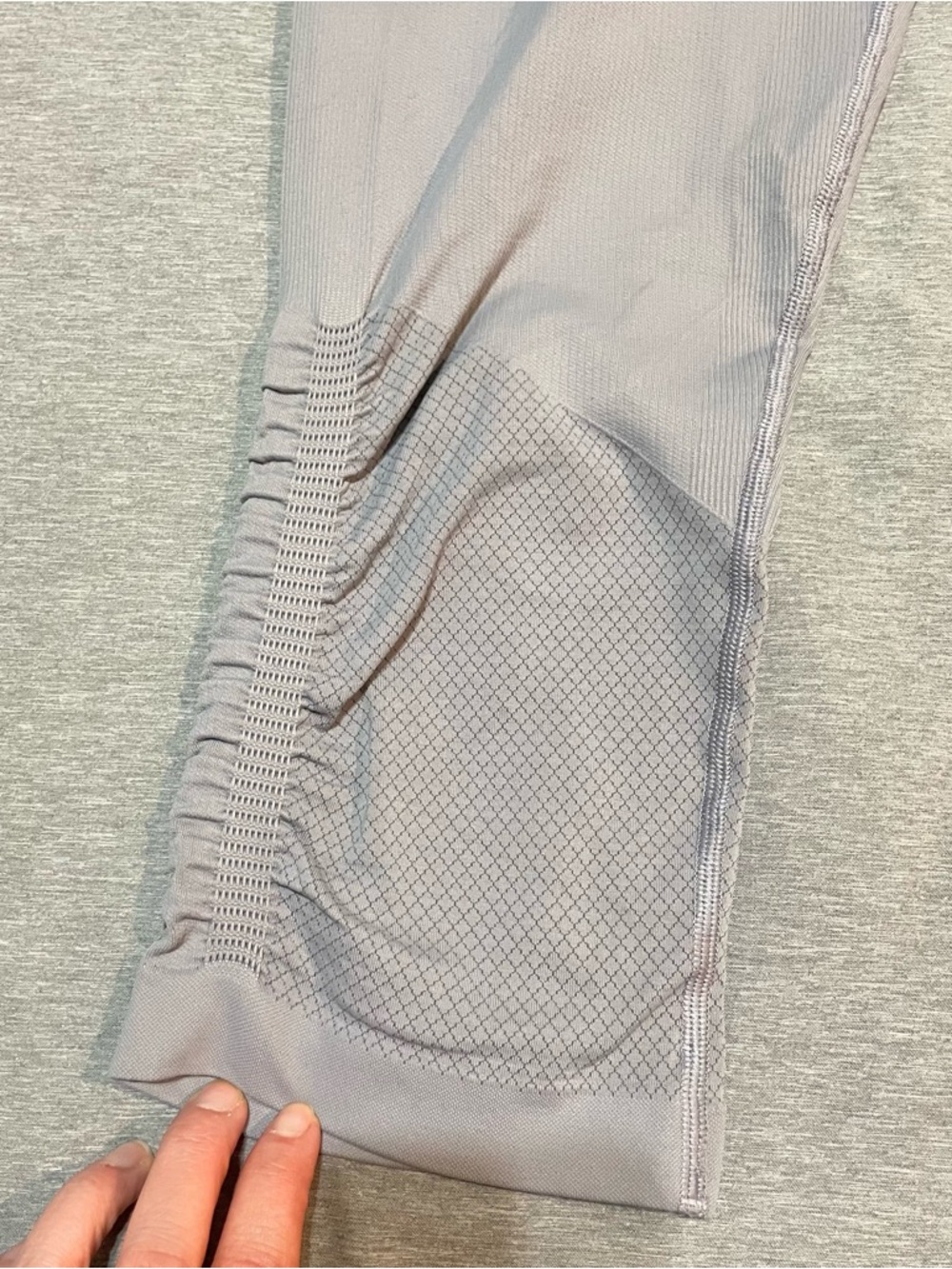 Lululemon Awakening Crop Leggings Gray Size 12 Ruched Mesh - Picture 6 of 11
